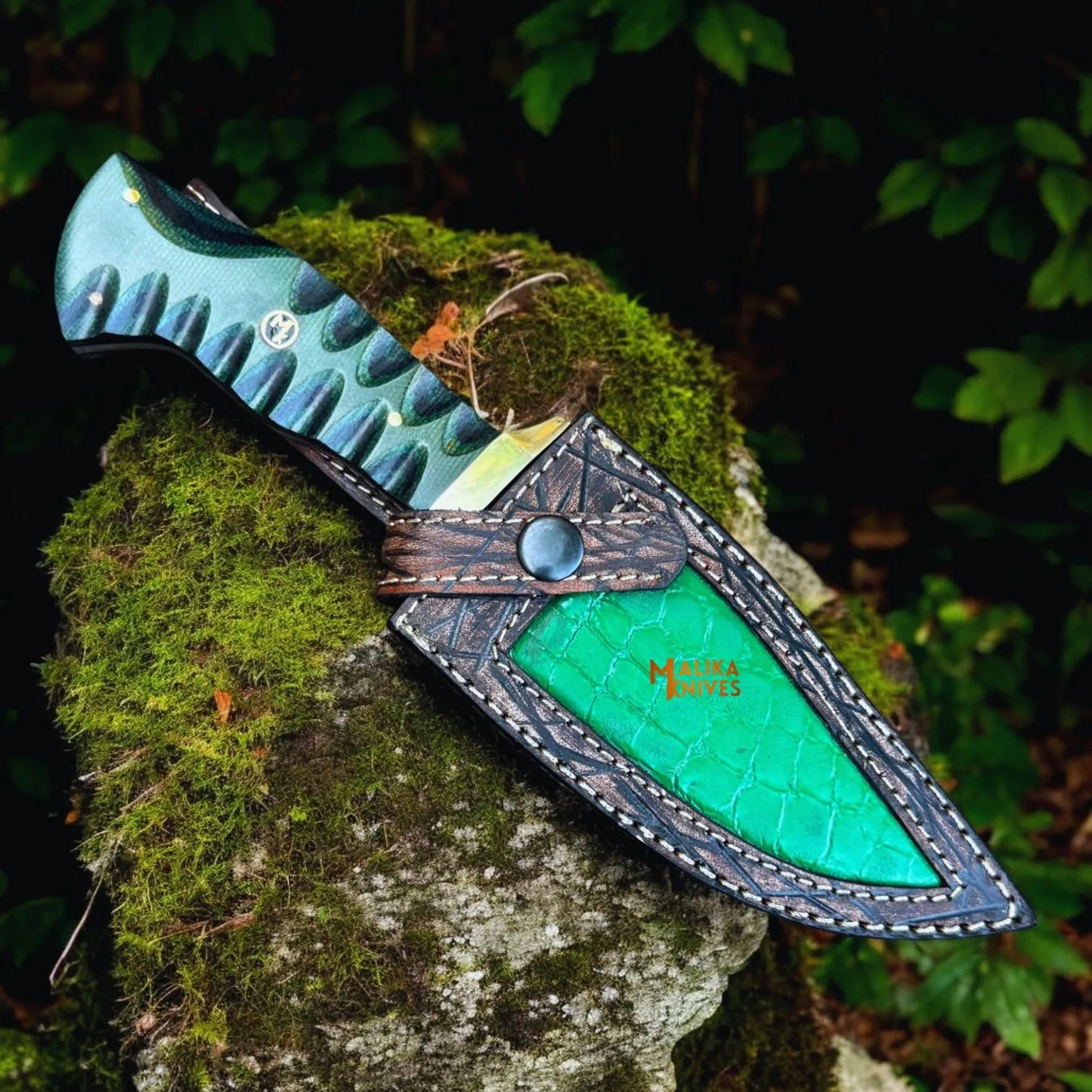 Handmade hunting Bowie Knife- SS Damascus Steel-G10 handle Full Tang build-0359