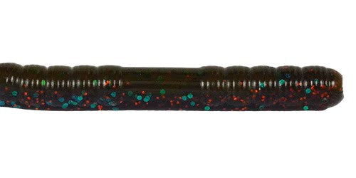 Ribbon Tail Worm 10" - Green Pumpkin w/ Junebug Laminate