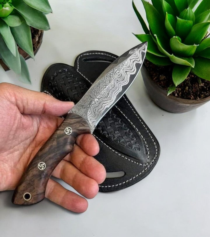 Fall Edition Western Knife and Sheath Set – Walnut & Damascus