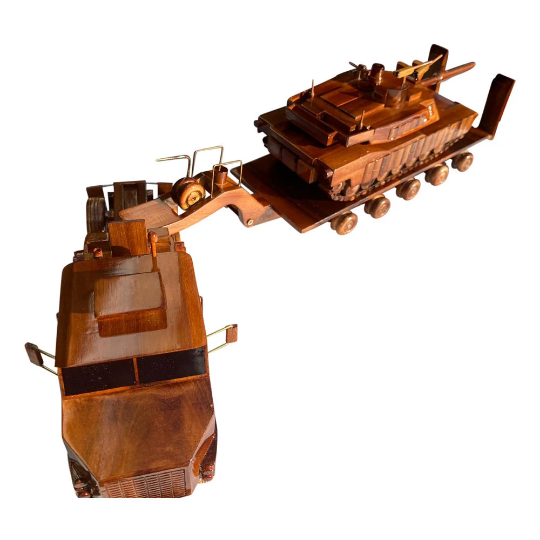 M-1070 ( M1070 ) Truck combo with M1A1 tank Mahogany Wood Desktop Truck combo Model