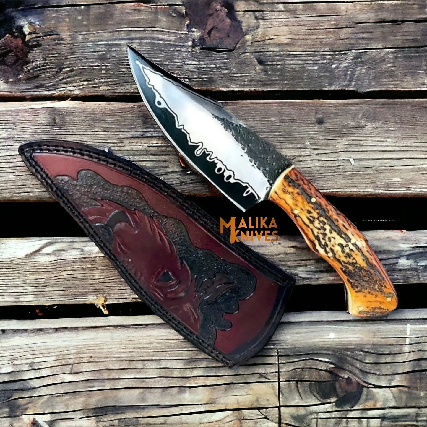 Hand forged D2 Hunting Knife - Ultimate Outdoor Companion-0354