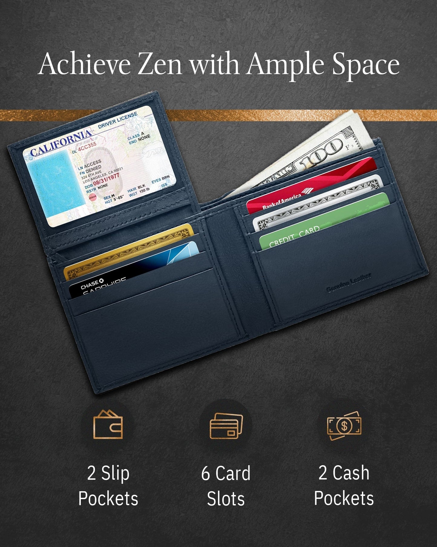 Bifold Wallet With Flip-Up ID Window