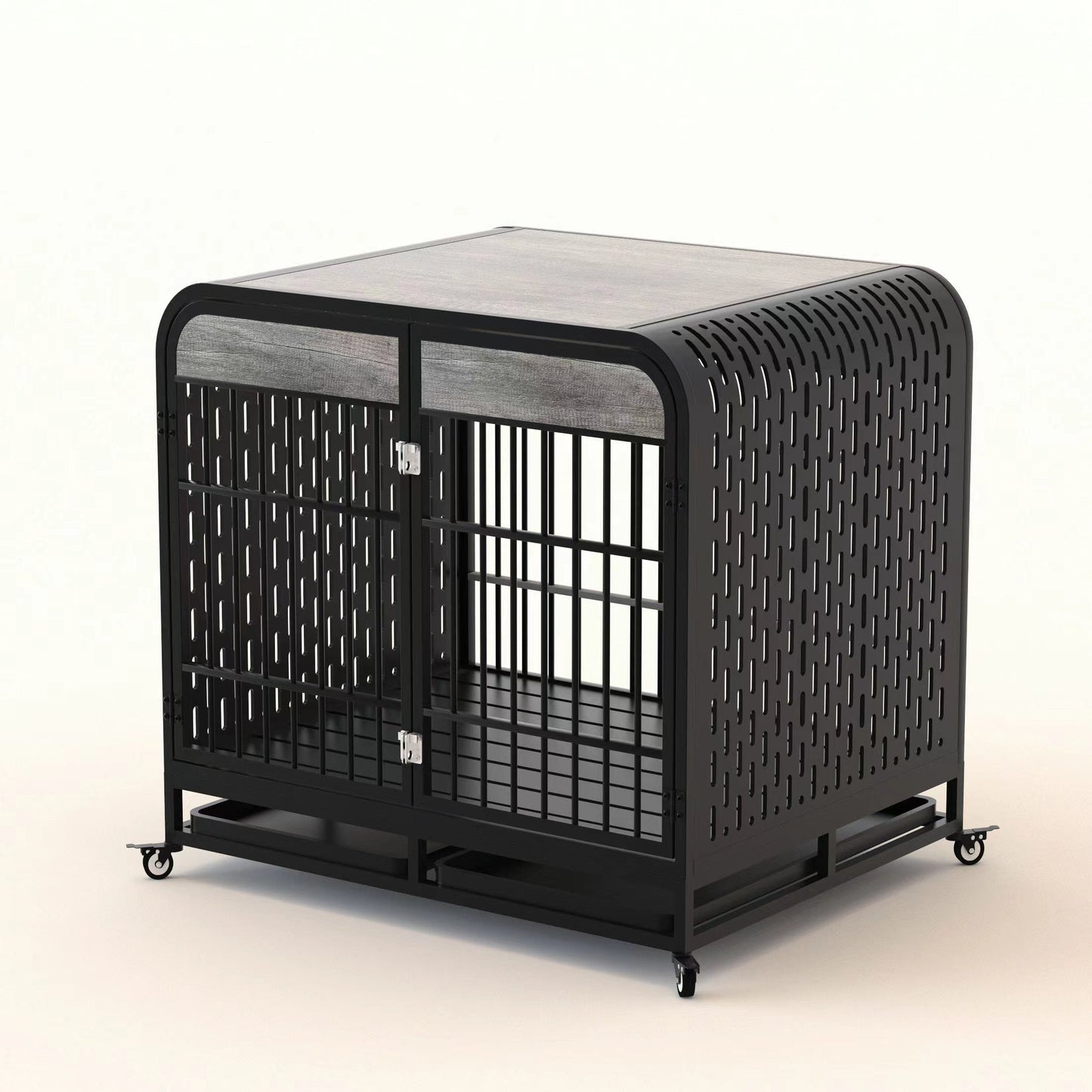 Heavy Duty Wooden Dog Crate Furniture 42 Inch Grey Table for Large Dogs