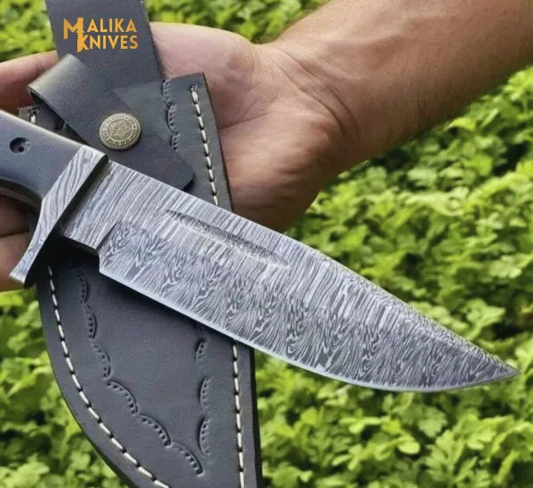 Fire Pattern Damascus Steel Hunting Knife: G10 Handle for Unmatched Grip-0338