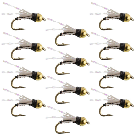 Beadhead Black 3 Dollar Dip Serendipity Wet Fly Fishing Flies - 1 Dozen Flies Hook Size 18