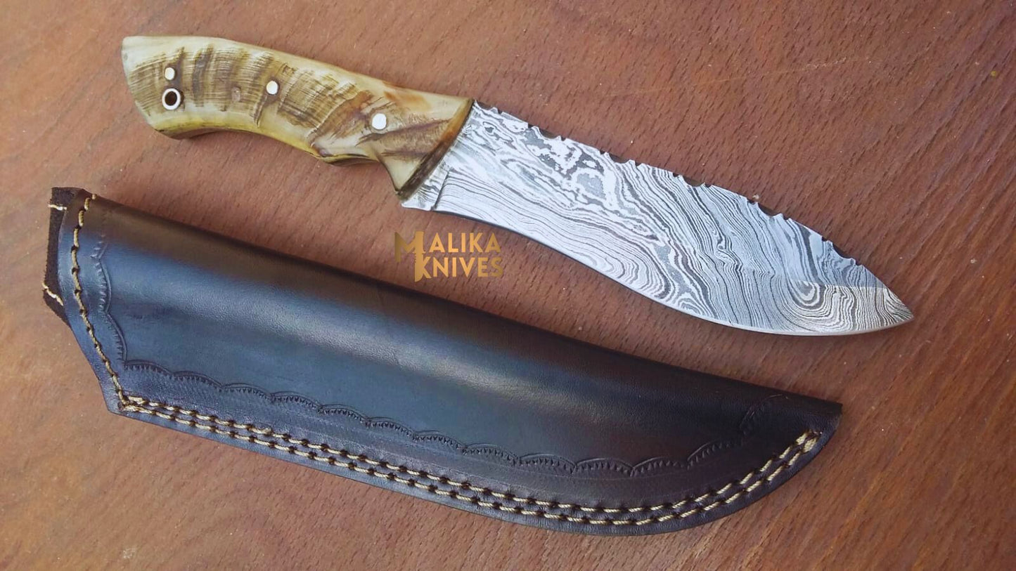 Unleash Your Hunting Prowess with Malika Knives' Handmade Hunting Knife Set-0335