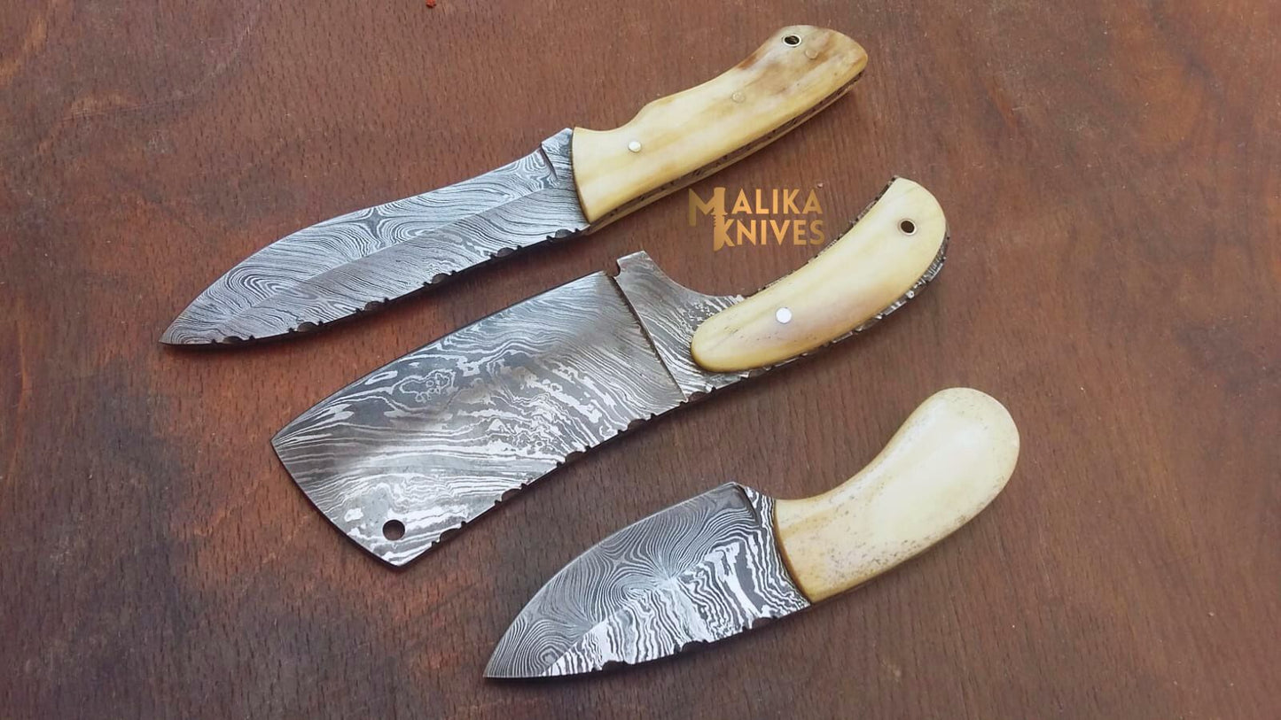 Unleash Your Hunting Prowess with Malika Knives' Handmade Hunting Knife Set-0335