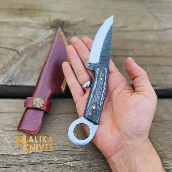 RingTail Hunting Knife - Black Pakka Wood Handle - Sleek Design - Ultimate Outdoor Companion-0326