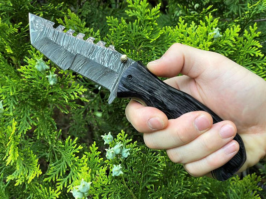 Tactical Urban Guardian Folding Pocket Knife – 8" Handmade Damascus Steel Blade, Pakka Wood Handle