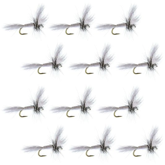 Barbless White Wulff Classic Hair Wing Dry Fly - 1 Dozen Flies Hook Size 10