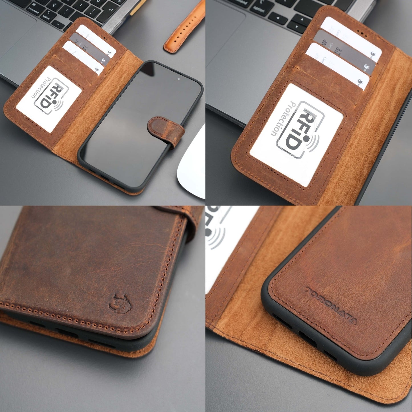 Casper Leather iPhone 15 Wallet Case | Detachable MagSafe Compatible RFID Protection