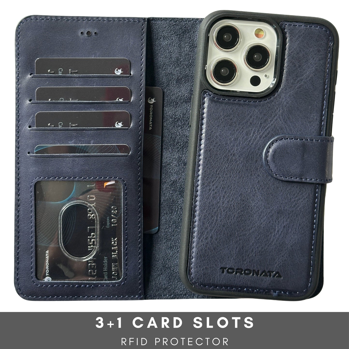 Vegas Premium Leather iPhone 15 Plus Wallet Case with MagSafe | Detachable RFID Blocking Luxury Wallet