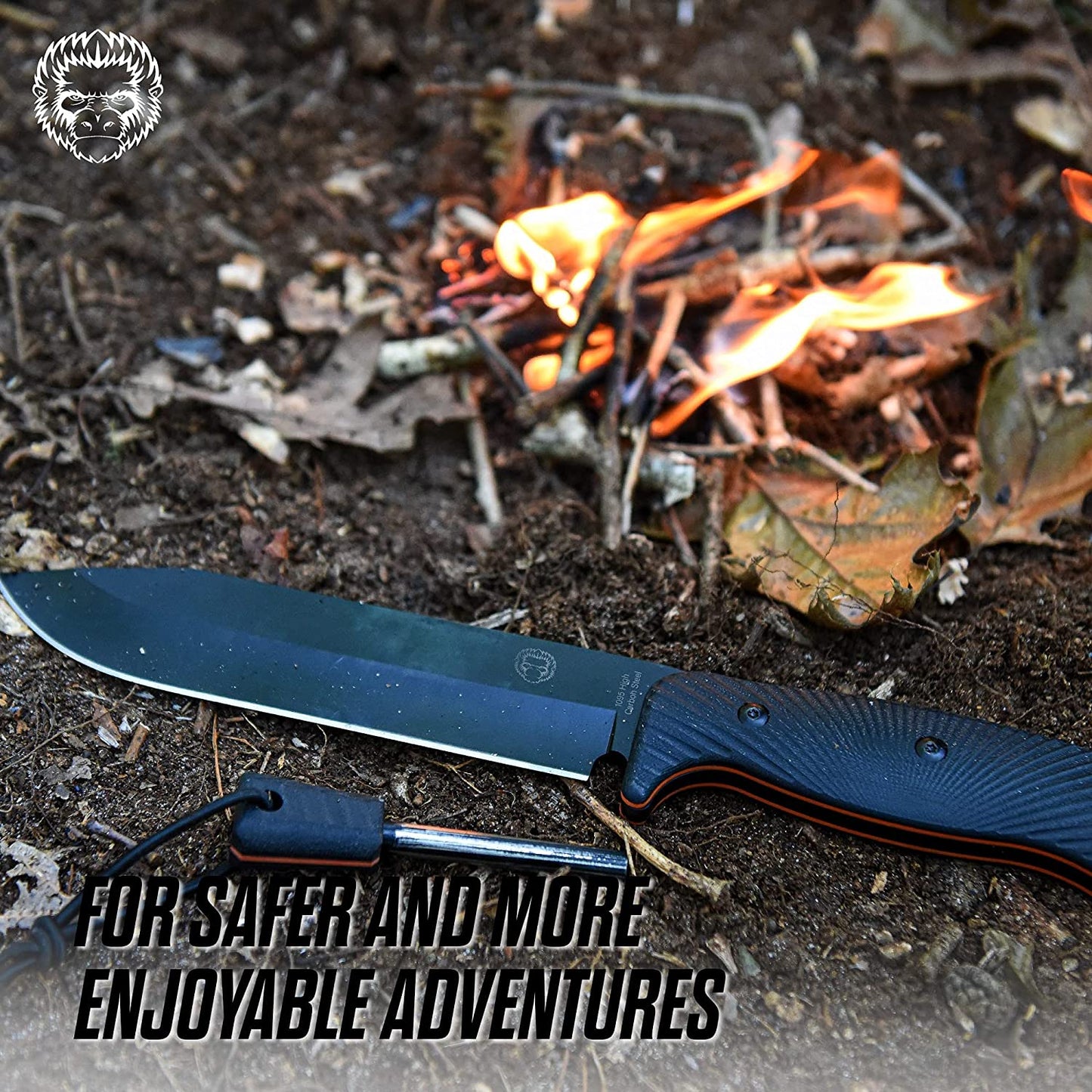 12.32" LAVALINE SURVIVAL KNIFE WITH FIXED 1095 HIGH CARBON STEEL BLADE