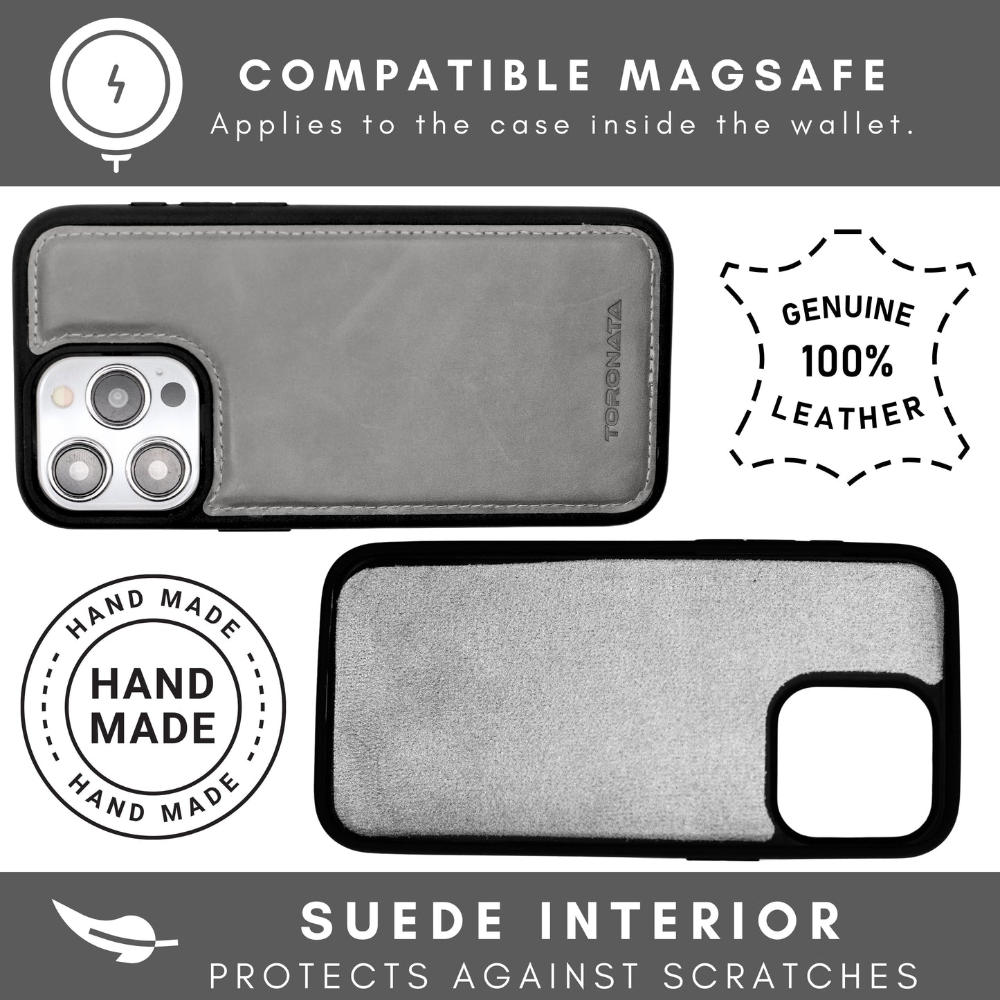 Vegas Premium Leather iPhone 15 Plus Wallet Case with MagSafe | Detachable RFID Blocking Luxury Wallet