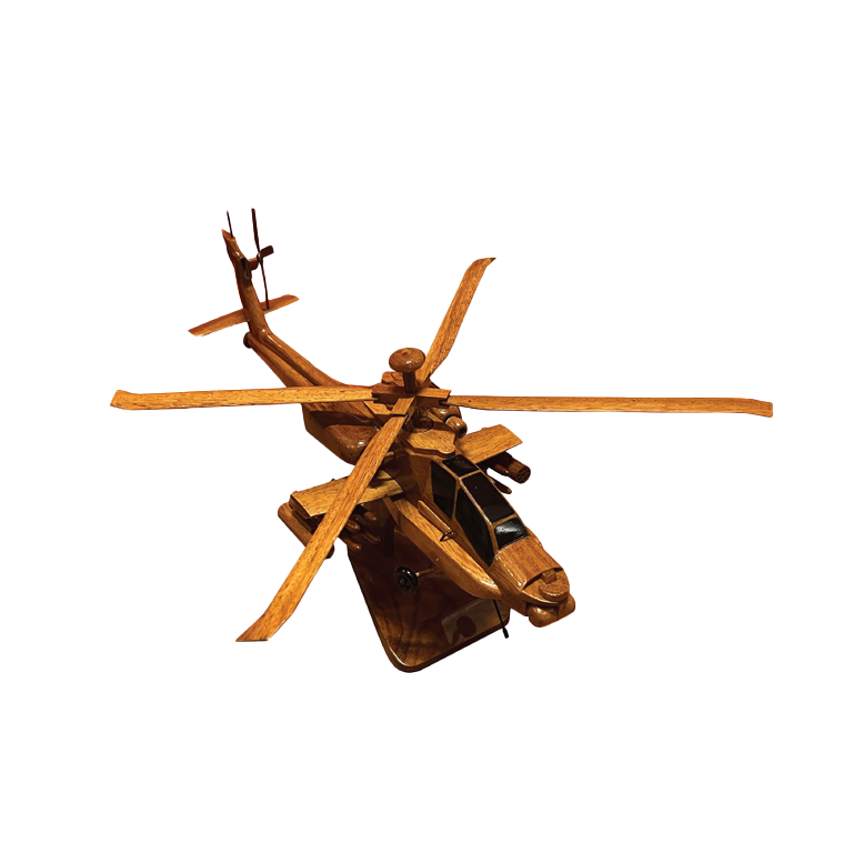 AH-64 ( AH64 ) Apache Mahogany Wood Desktop Helicopter Model