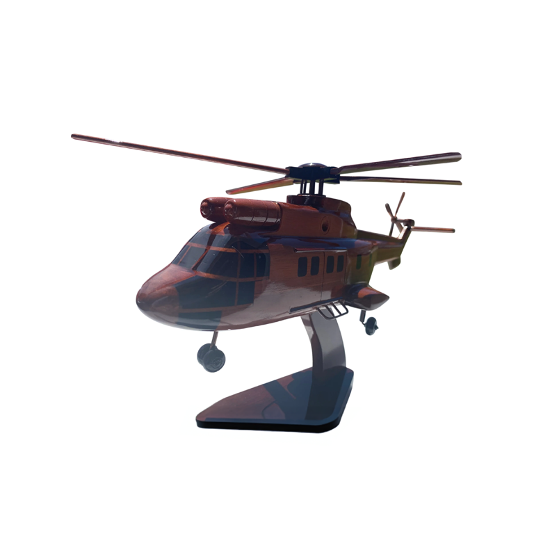 AS-332 ( AS332 ) Super Puma Mahogany Wood Desktop Helicopter Model