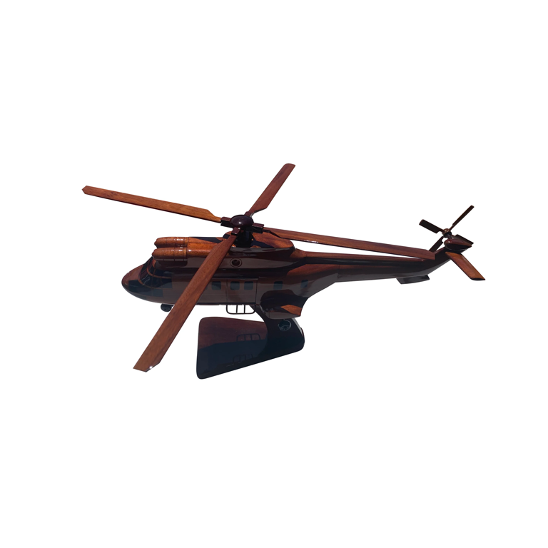 AS-332 ( AS332 ) Super Puma Mahogany Wood Desktop Helicopter Model
