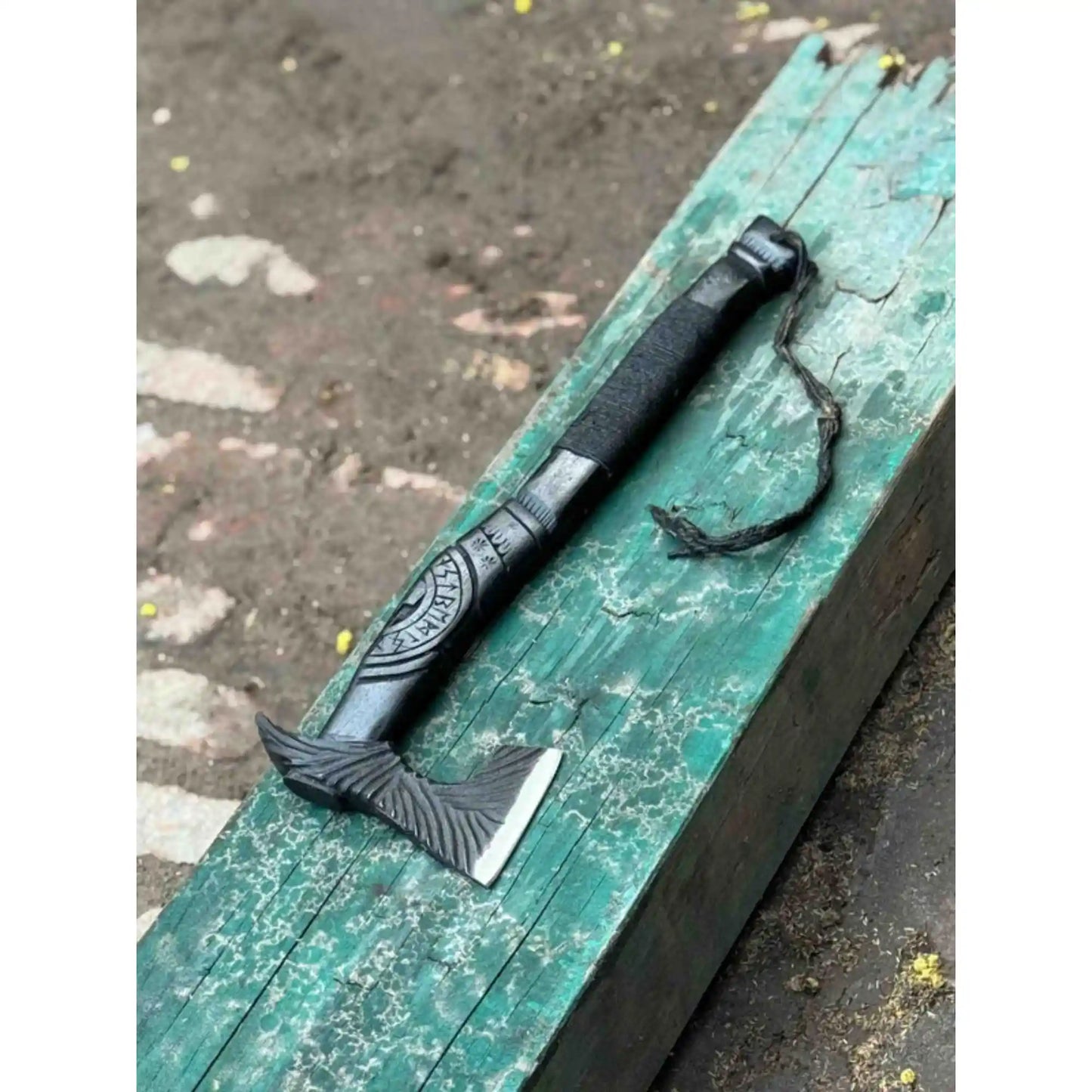 Viking Axe with Leather Wrapped Handle & Engraved Head – JW SteelCrafts