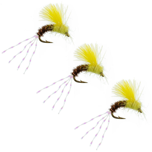 3 Pack CDC Pale Morning Dun Emerger PMD Fishing Flies Size 16