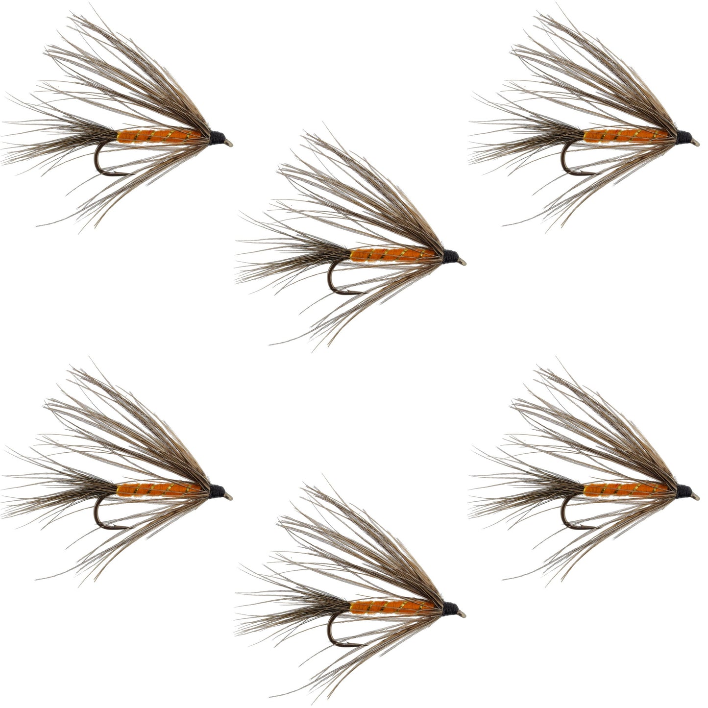 Carey Special Soft Hackle Grouse and Orange Wet Fly - 6 Flies Hook Size 10