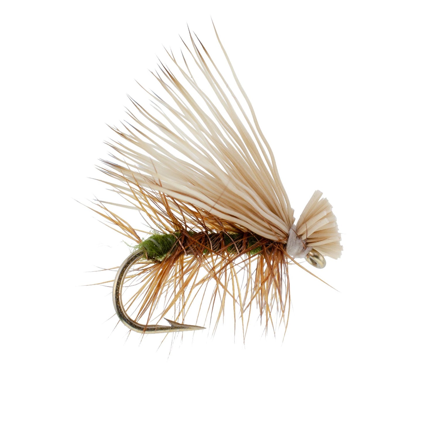 3 Pack Olive Elk Hair Caddis Classic Trout Dry Fly - Hook Size 16