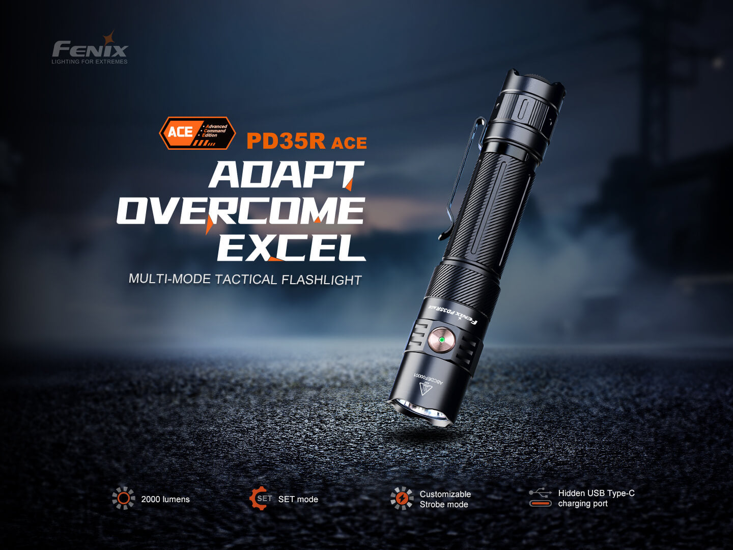 Fenix PD35R ACE Multi-mode Tactical Flashlight + FREE CL01 Mini Lantern