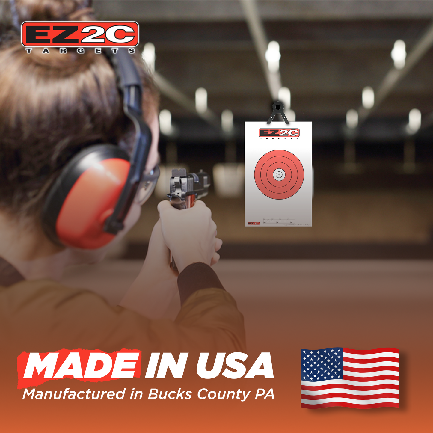 EZ2C Targets Style 9: 8" Bullseye Paper Shooting Target 11"x17" USA MADE Hi-Viz