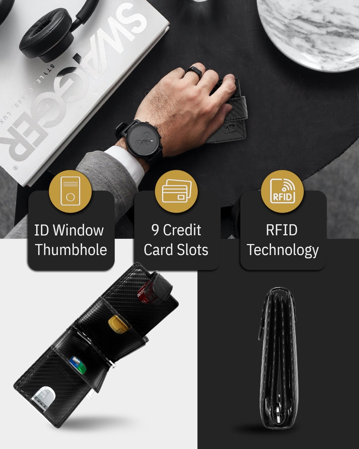 Bifold Wallet With Removable Money Clip Snap Closure