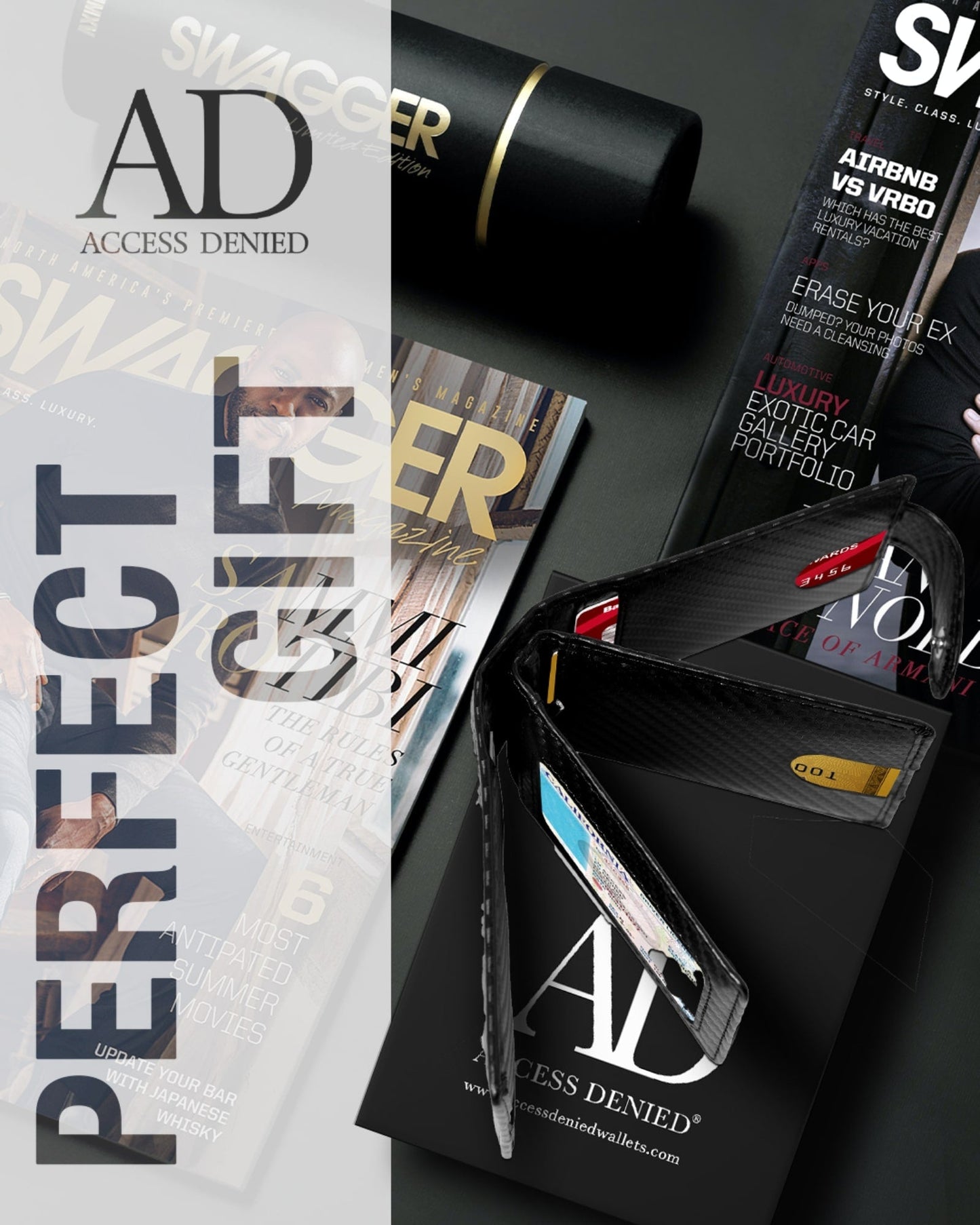 Bifold Wallet With Removable Money Clip Snap Closure