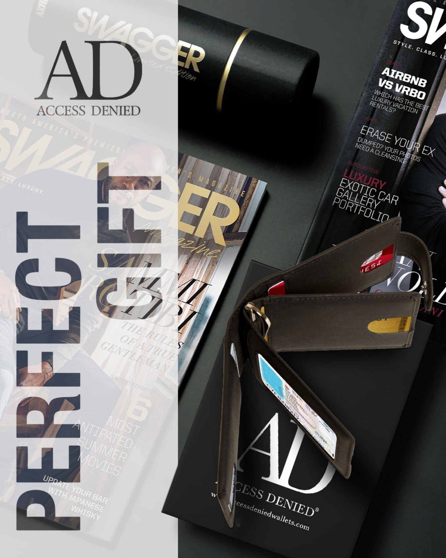 Bifold Wallet With Removable Money Clip Snap Closure