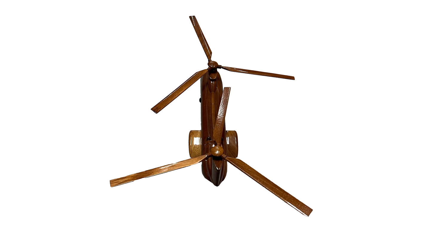 CH-46 ( CH46 ) Seaknight Mahogany Wood Desktop Helicopter Model