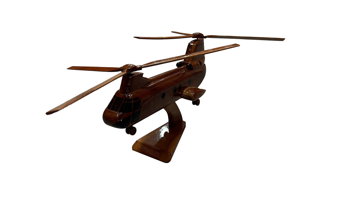 CH-46 ( CH46 ) Seaknight Mahogany Wood Desktop Helicopter Model