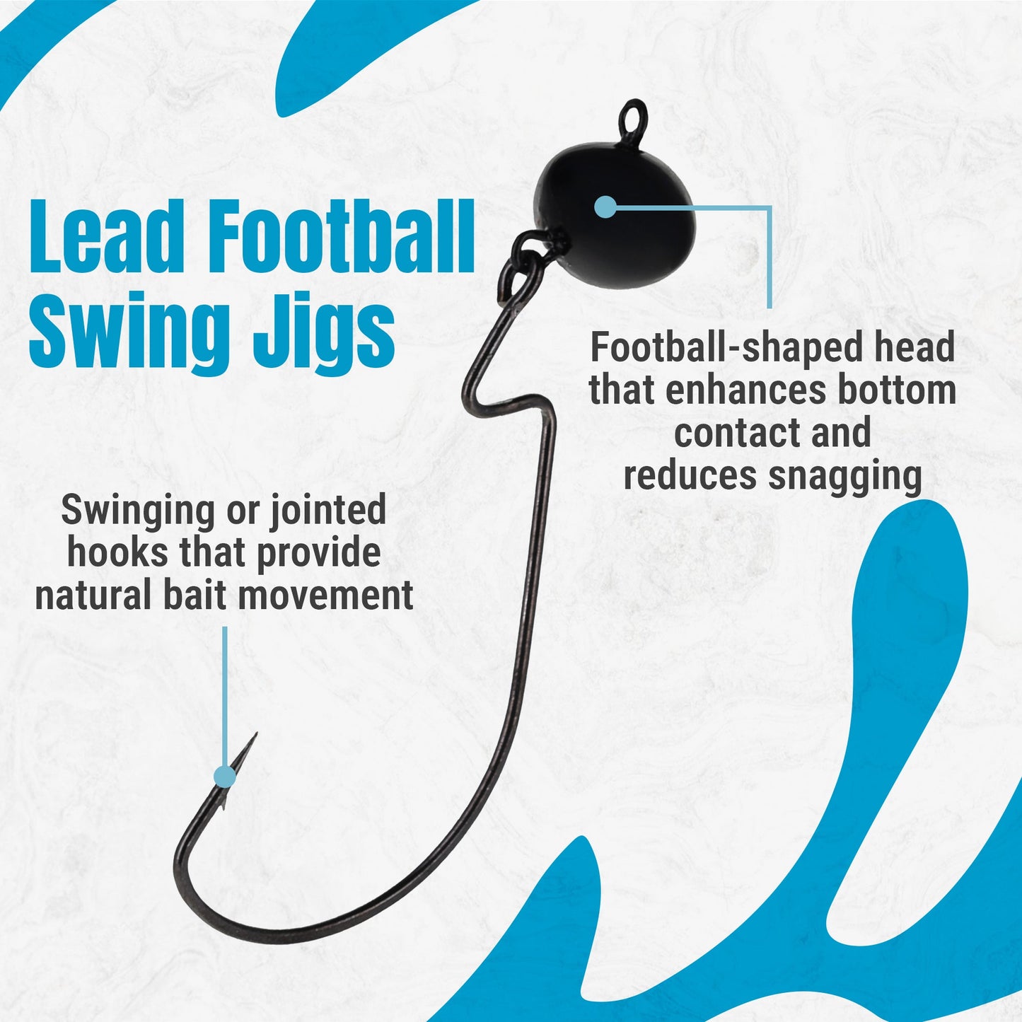 Reaction Tackle Lead Swing Football Jigs- 5-PACK - New
