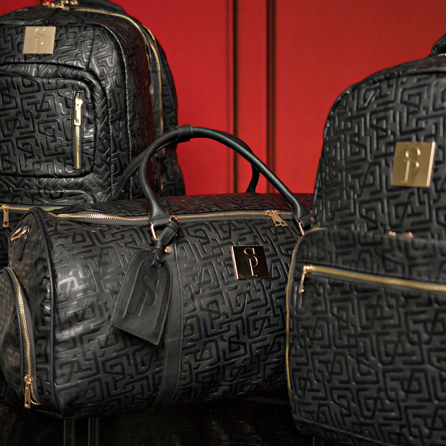 Monogram Leather 3 Bag Set (Signature Backpack, Commuter and Duffle Bag)