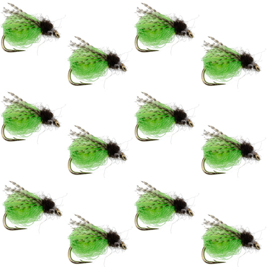 LaFontaine Bright Green Deep Sparkle Caddis Pupa - 1 Dozen Flies Hook Size 14