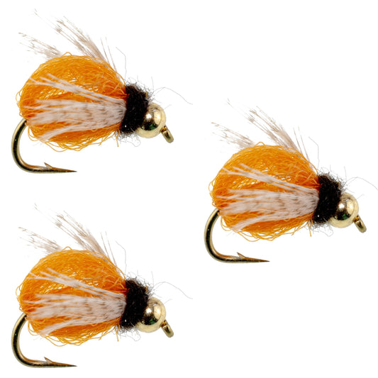 3 Pack Bead Head LaFontaine Amber Deep Sparkle Caddis Pupa - Hook Size 18