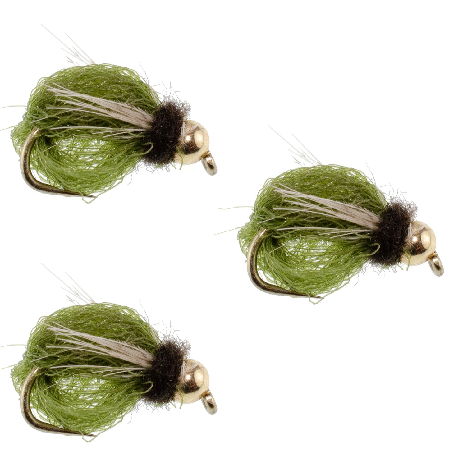 3 Pack Bead Head LaFontaine Olive Deep Sparkle Caddis Pupa - Size 18