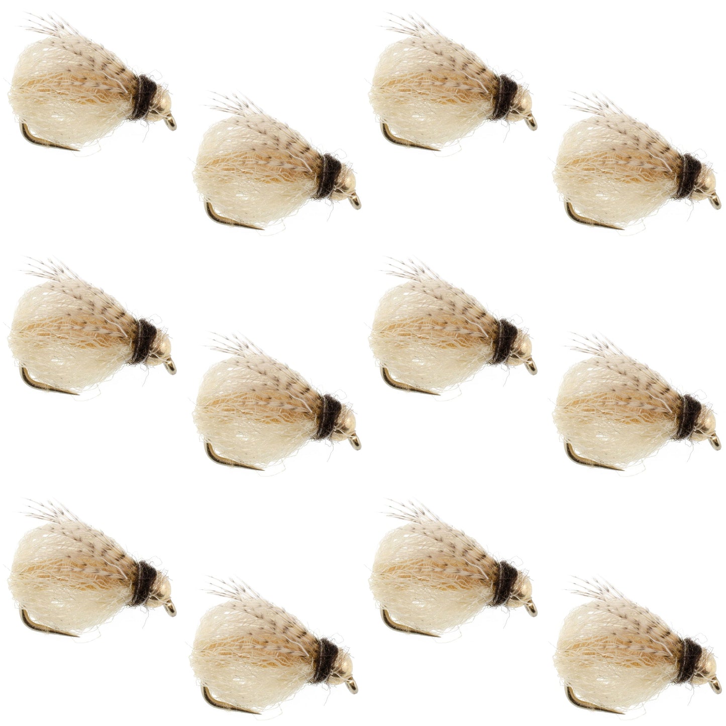 Bead Head LaFontaine Tan Deep Sparkle Caddis Pupa - 12 Flies Size 14