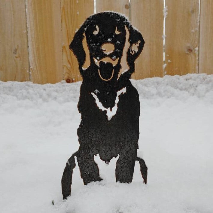 Golden Retriever Sitting Metal Art – Handcrafted Dog Décor