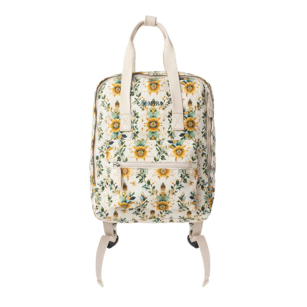 Myra Pine Meadow Cotton & Leather Crossbody Bag in Mustard Cream