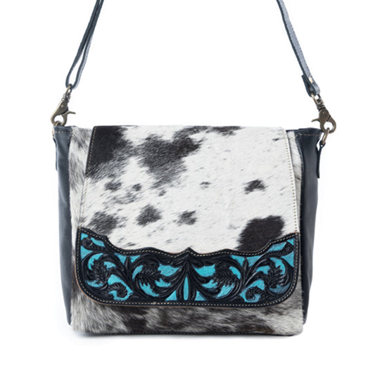 Myra Sagebrush Vale Hairon Leather Concealed Carry Bag in Onyx Frost