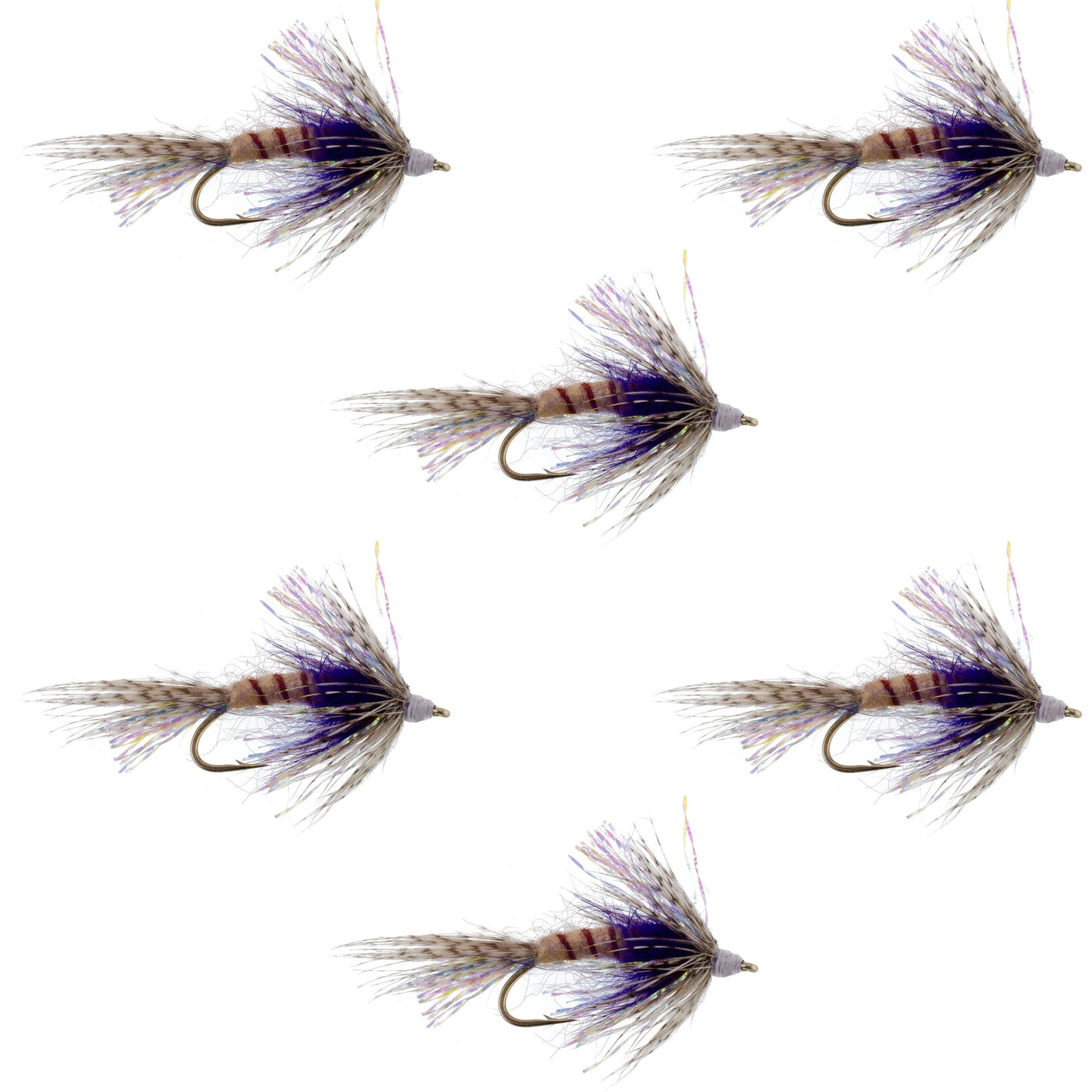 Purple Shakey Bealy Fall Soft Hackle Wet Fly - 6 Flies Hook Size 10