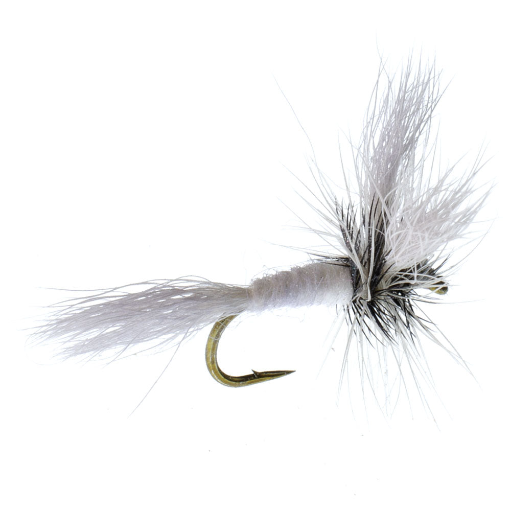 Barbless White Wulff Classic Hair Wing Dry Fly - 6 Flies Hook Size 10