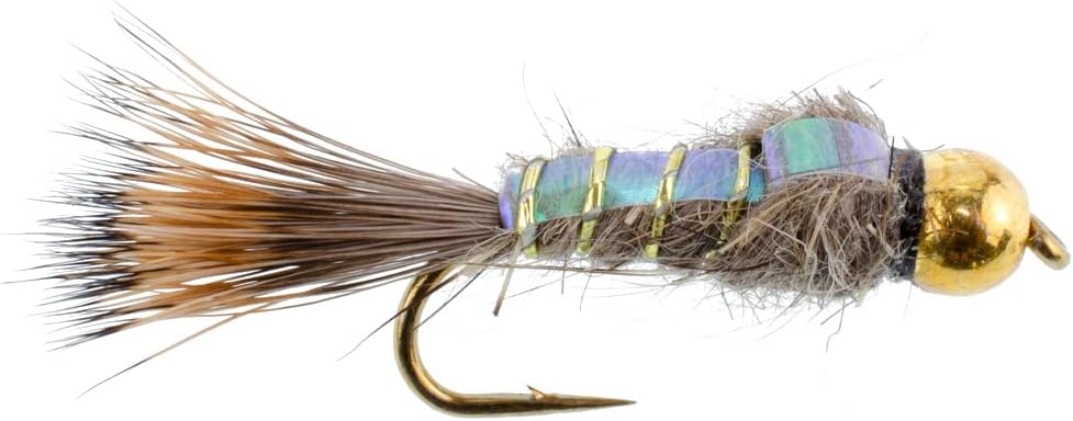 Flashback Gold Ribbed Hare's Ear Trout Fly 1 Dozen Nymph Wet Flies Size 14