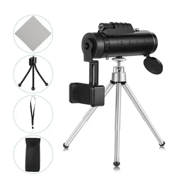 Dual Focus 12x50 Waterproof Monocular Spotting Scope With Universal Phone Mount