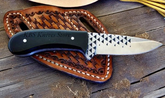 Western Cowboy Belt Knife – Handmade Rasp Steel & Buffalo Horn