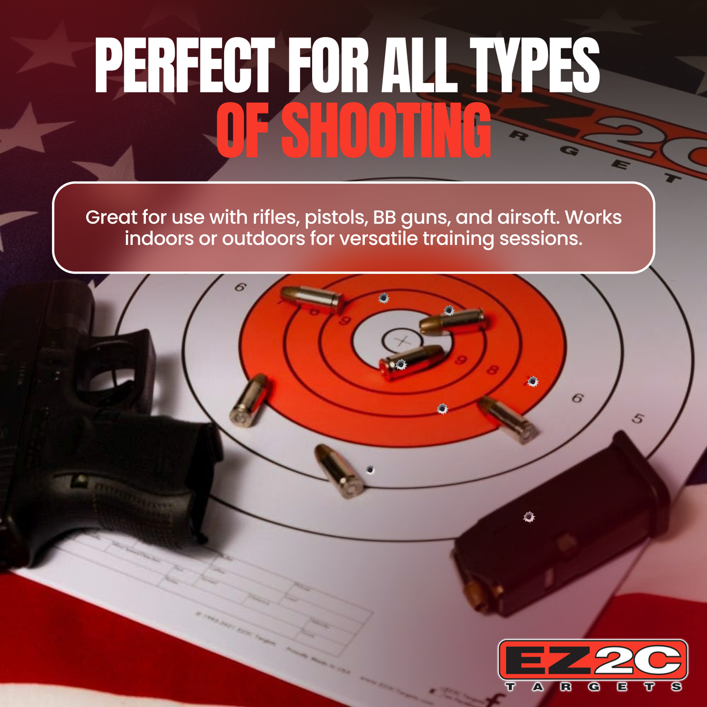200 EZ2C Targets Most Popular 8 Styles Paper Targets Bundle Pack 11"x17" USA Made