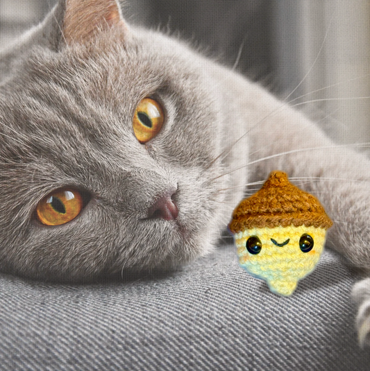 Handmade Catnip Toy | Augie the Acorn Chunkle Puff Infused with Miracle Nip Botanicals