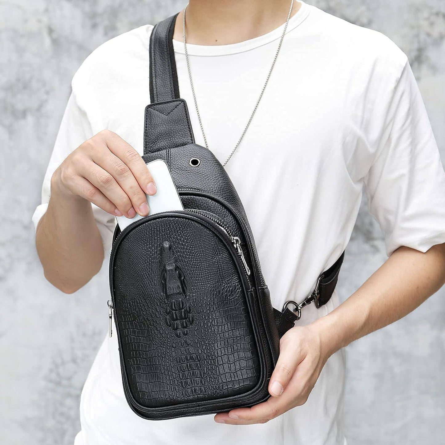 Crocodile Leather Sling Bag – Bold & Refined