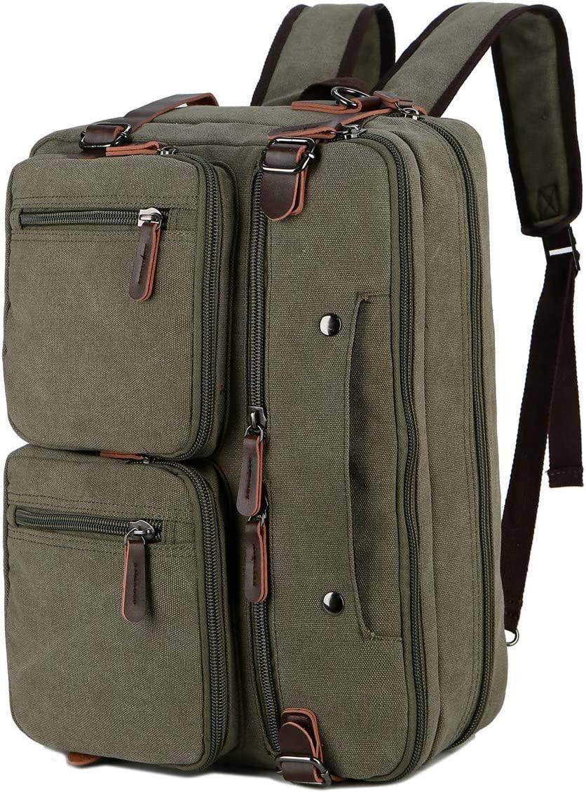 Convertible Briefcase Backpack – 3-in-1 Laptop Bag (17″) with Red Lining